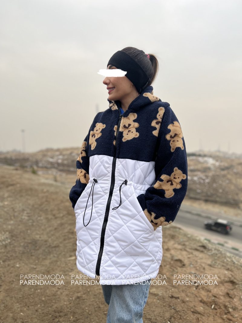 کاپشن امبردی ترکیبی تدی خارجی سفید