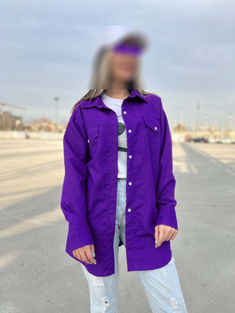 مانتو شومیزی پیراهنی بنفش