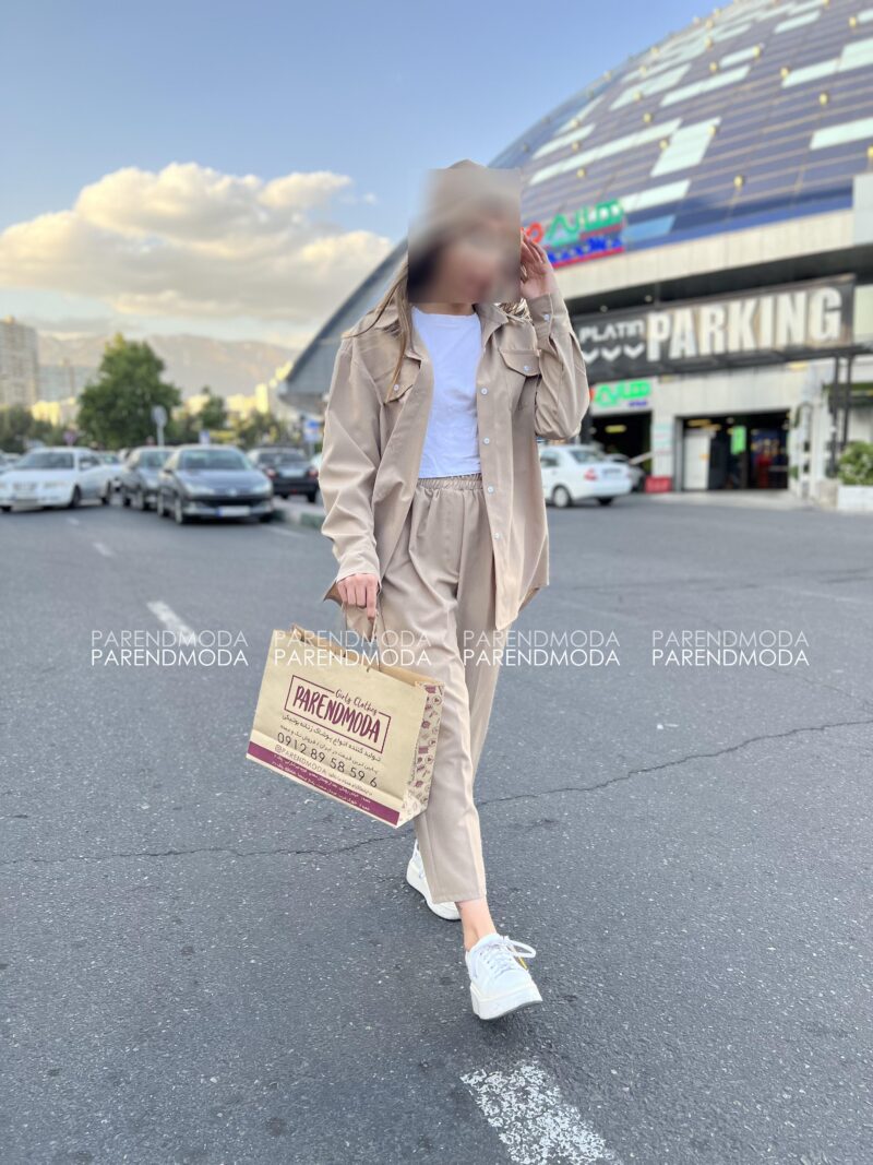 ست شومیز پیراهنی و شلوار مام استایل خاکی