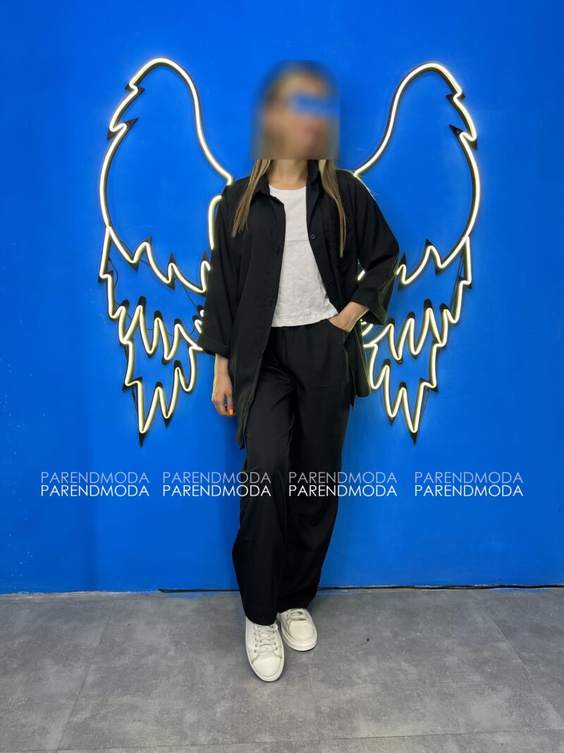 ست شومیزی کیمونو و شلوار بگ رنگ مشکی